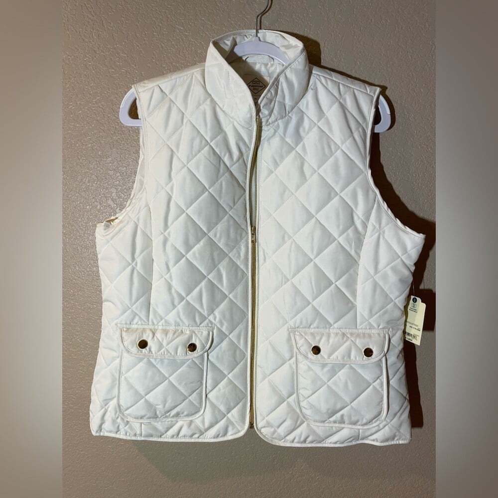 St. John's Bay NWT Ivory Quilted Vest